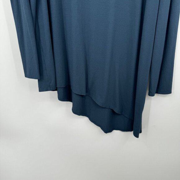 Eileen Fisher Women's Blue Shirt woman’s size Large asymmetrical hem line blue d - Picture 3 of 7